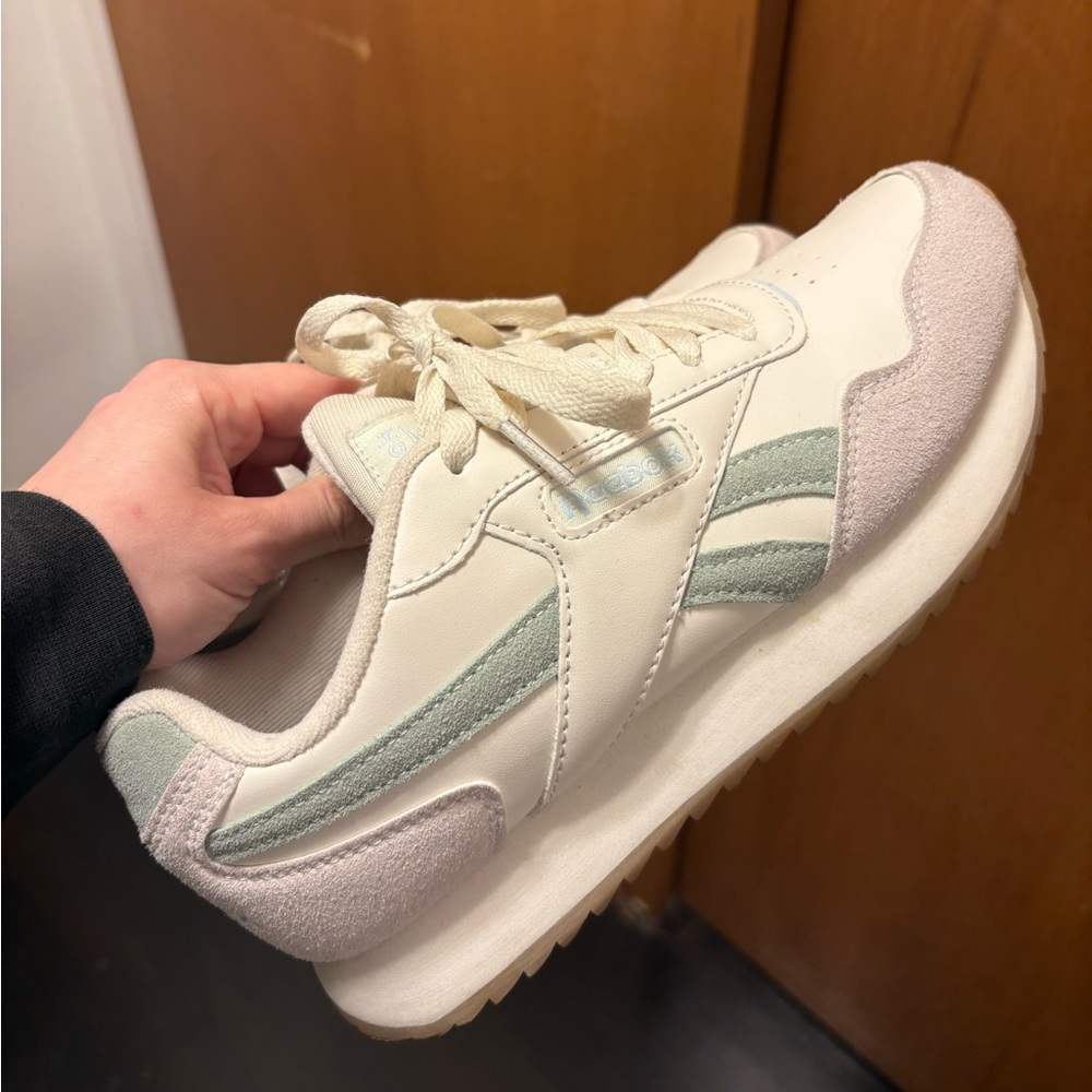 Reebok Off-White and Mint Comfort Sneakers